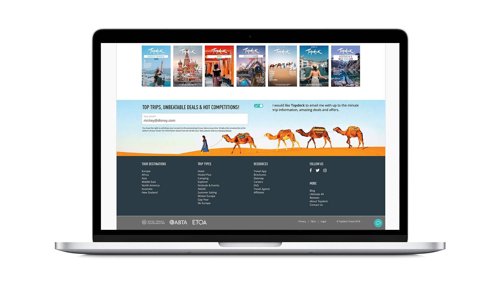 Topdeck Travel website footer